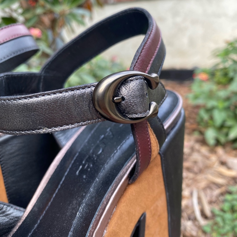 Coach Platform Sandal MXM - 70s style - Mahogany Biscotti Black color block - Picture 4 of 16
